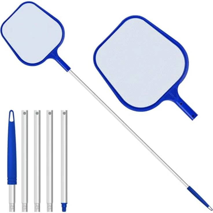 Kescher Pool, Jsdoin 120 cm lang-Teichkescher mit Teleskopstange,Feinmaschig - Für Teich, Algen & Bestway Pool,Algenkescher Nylon-Netz – Bild 1