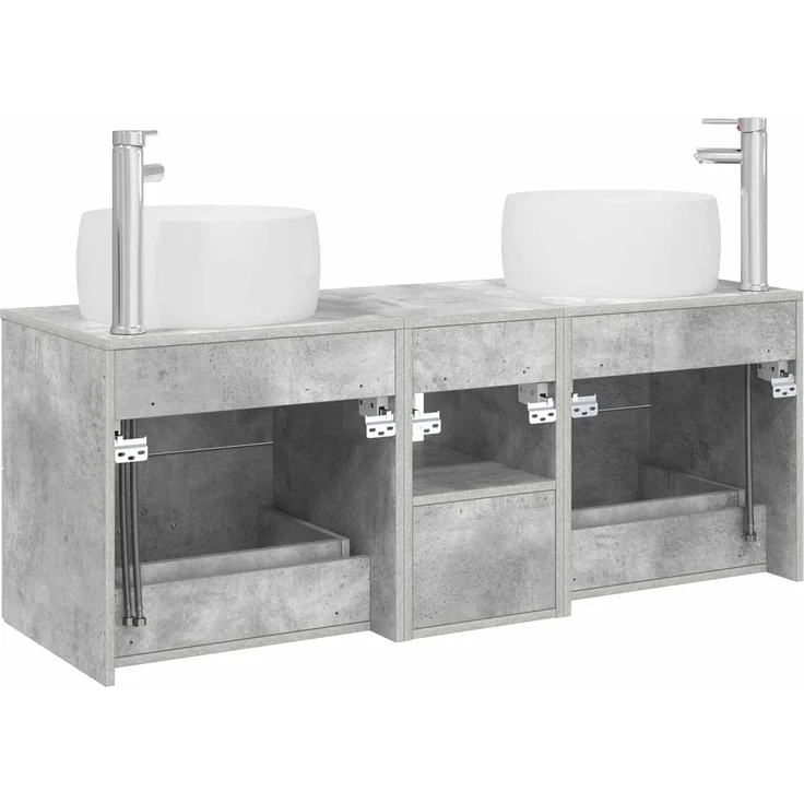 vidaXL Wandmontiertes Badezimmerschrank-Set 3 stk. Betongrau 3405926 – Bild 8