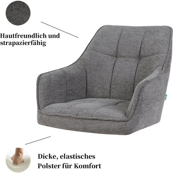 DUBI Möbel Polsterstuhl THOMAS-MIRA, 360° drehbar Massivholz oder Metallgestell 2er-Set – Bild 3