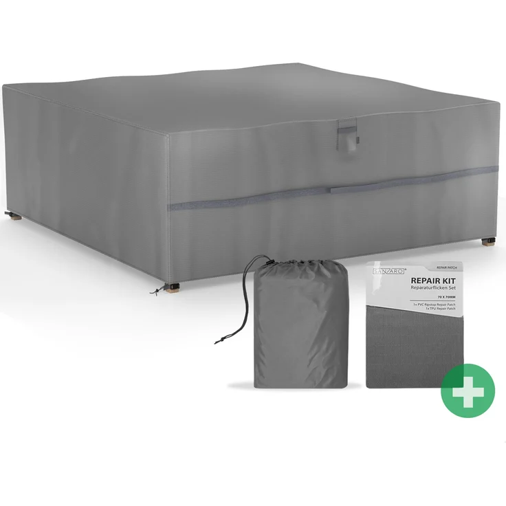 SANZARO 'Premium' Abdeckung Gartenmöbel, winterfest, Polyester grau, 250 x 250 x 90 cm – Bild 1