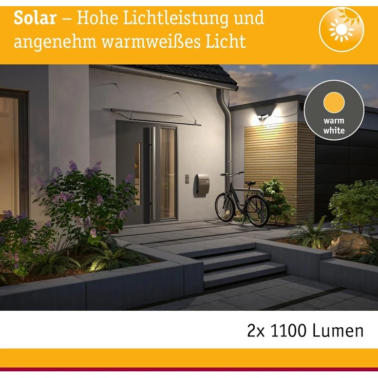 Paulmann 94610 Solar LED Wandfluter Sonlig 2-flammig IP65 3000K Bewegungsmelder – Bild 4