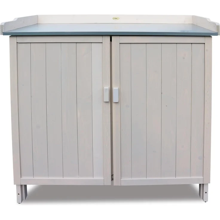 Habau Gartenschrank Lino mit integriertem Pflanztisch, grau, 98 x 48 x 95 cm – Bild 2
