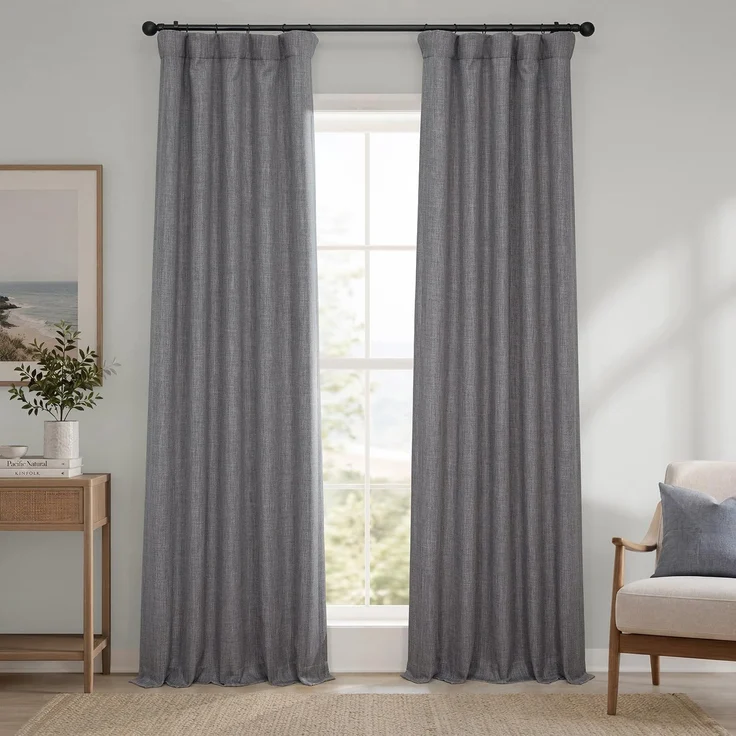 HPD Half Price Drapes Verdunkelungsvorhänge aus Leinenimitat, 274 cm lang, luxuriöse Leinenvorhänge für Schlafzimmer und Wohnzimmer (1 Paneel), 127x274 cm, Blazergrau