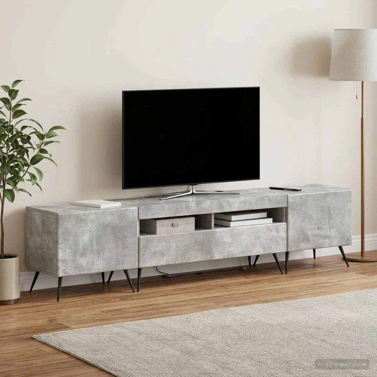 vidaXL LED-TV-Schrank BREDA 3 stk. Betongrau Holzwerkstoff 3416922 – Bild 1