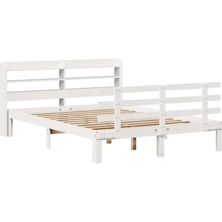 Doppelbett, Bettgestell Modernen mit Kopfteil ohne Matratze Weiß 160x200 cm d1030e – Bild 3