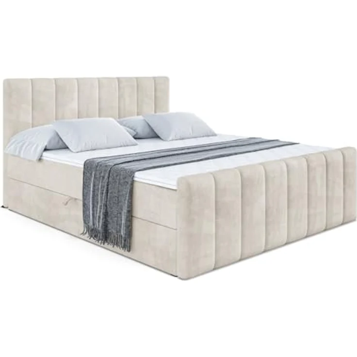 ALTDECOR Boxbett OTTA-Z, Doppelbett mit Multipocket-Matratze H4, H3 Bonellfederung, inkl. Topper und Kopfteil, Fußteil, 120-200 cm Breite – Bild 3