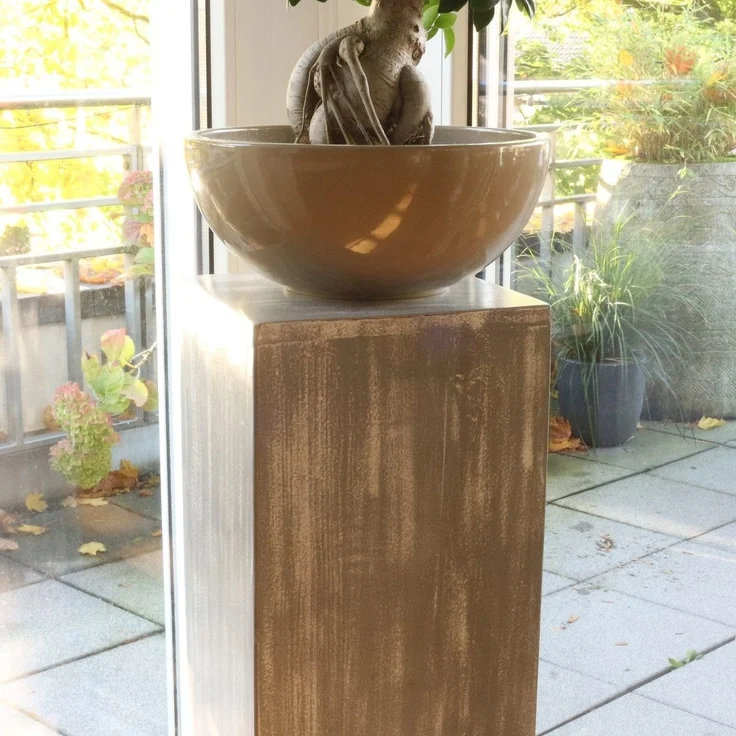 Oriental Galerie Blumenhocker Holz Säule Viereckig Podest grauwash klein 65 cm (1 St) – Bild 2