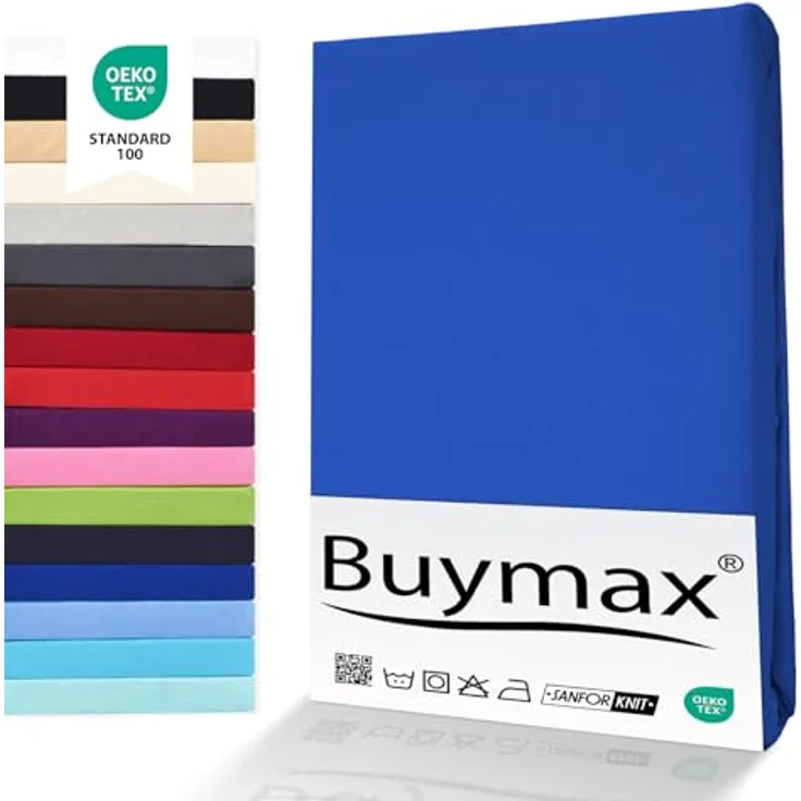 Buymax® Spannbettlaken 160x200 cm Baumwolle 100% Spannbetttuch Bettlaken Jersey, Matratzenhöhe bis 25 cm, Farbe Dunkelblau – Bild 2