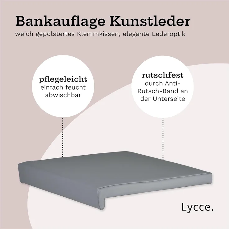 Lycce Bankauflage Klemmkissen, Sitzkissen 1 Leiste, 35cm Klemmtiefe, weich gepolstert, (1 St), verrutscht nicht, hochwertiger Kunstlederbezug, verschiedene Farben – Bild 2