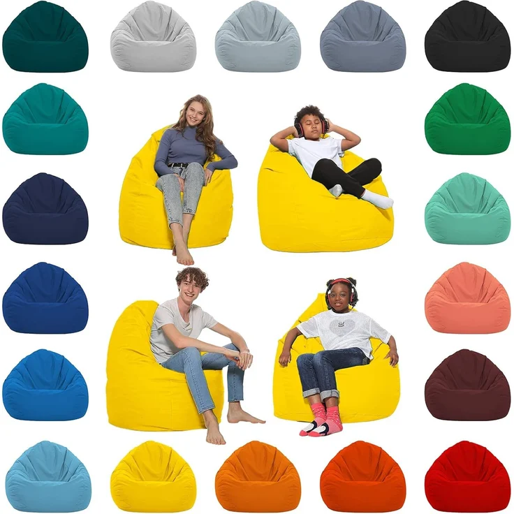 HomeIdeal - Sitzsack XXL Bodenkissen für Erwachsene & Kinder - Geeignet für Gaming oder Entspannen - Indoor wie Outdoor da er Wasserfest ist - mit EPS Perlen, Farbe:Gelb, Größe:XXXL