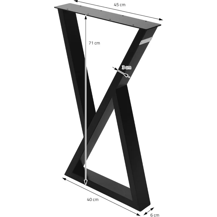 ML-DESIGN Tischbein 2er Set Tischgestell Tischkufen Möbelfüße aus Stahl Industriedesign, Kufengestell X-Form Schwarz für Esstisch/Schreibtisch DIY-Projekte – Bild 5