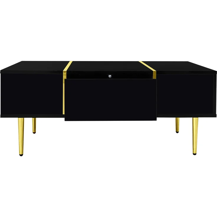 EINHOM Moderner Hochglanz-Schwarz TV-Schrank und Couchtisch Set – Bild 3