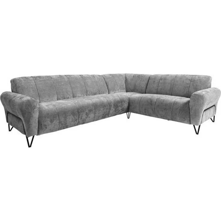 Beautysofa Ecksofa mit Metallbeine in schwarzer VOLARE L, mit höchstem Sitzkomfort, ohne Schlaffunktion – Bild 4