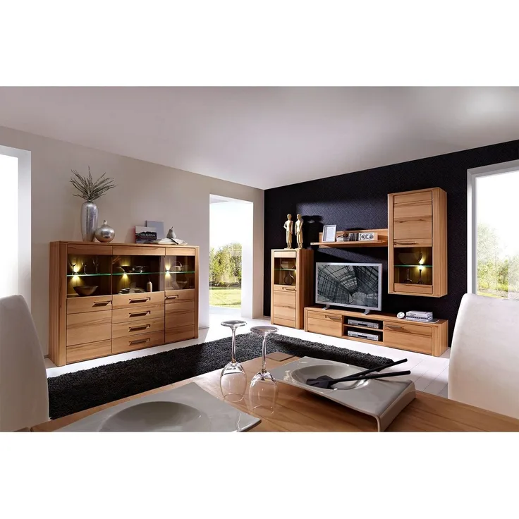 TV-Board >Nature Plus< in Kernbuche aus Metall - 190x36x45cm (BxHxT)