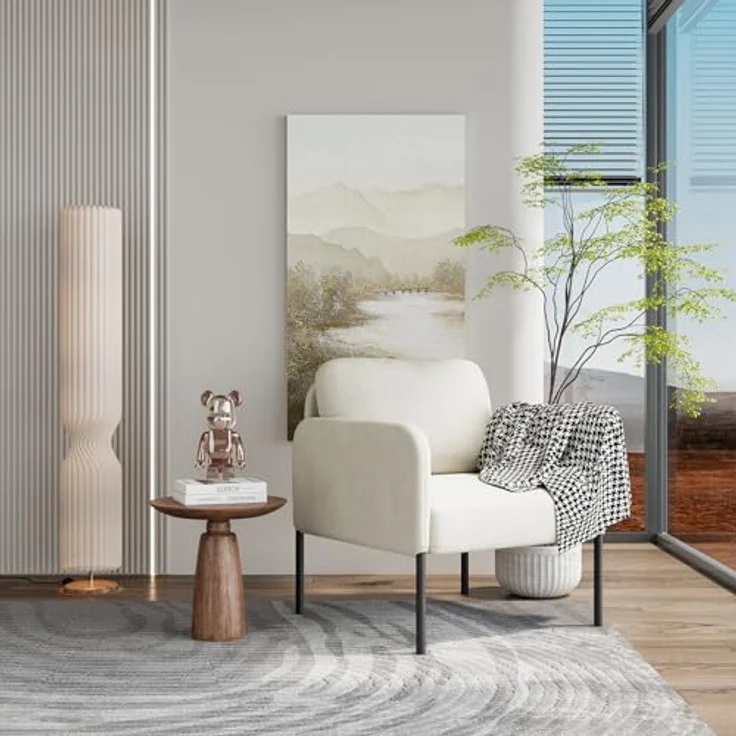 COLAMY Gepolsterter Ohrensessel 2er Set aus Samt – Moderner Lounge-Sessel mit weicher Rückenlehne, Komfortabler Sessel für Wohnzimmer, Schlafzimmer, Apartment & Leseecke, Beige – Bild 6
