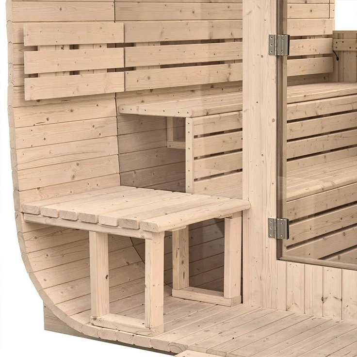 XXL Luxus Outdoor Fasssauna 260x230 cm SET Sauna inkl. 10,5 KW Saunaofen 6 Pers. – Bild 11