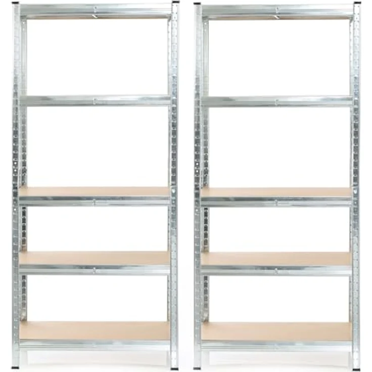 Wiltec Set 2X Schwerlastregal 180 x 90 x 45 cm, 875 kg Gesamtlast, Steckregal verzinkt aus Stahl, Lastenregal mit 5 Ablagen, Werkstattregal – Bild 6