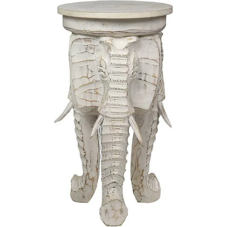 Oriental Galerie Blumenhocker Weißer Rundhocker Elefant 60 cm (1 St) – Bild 1