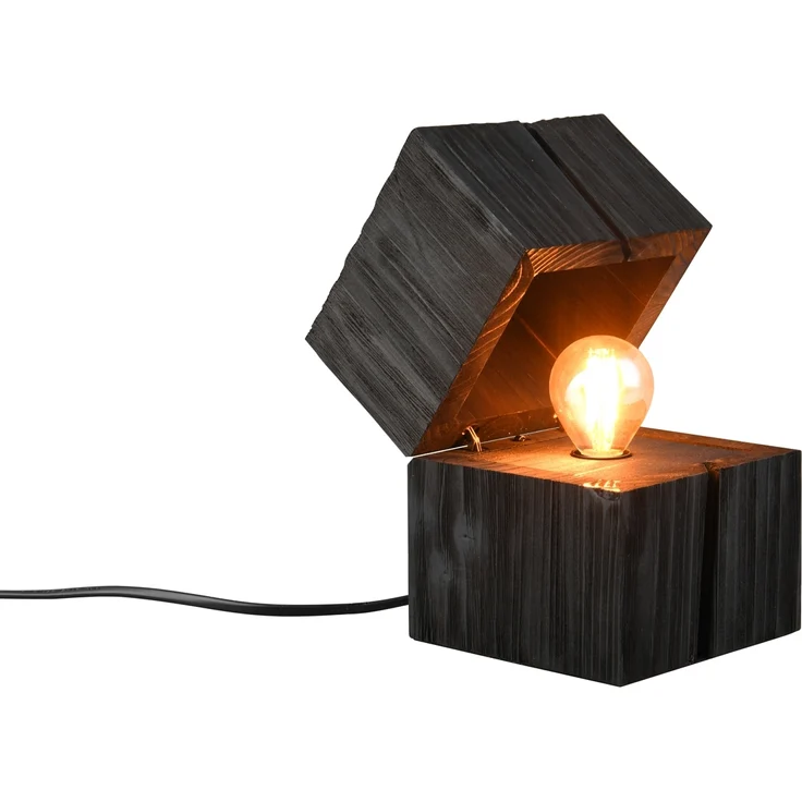Aufklappbare LED Tischleuchte TREASURE aus Holz Schwarz, Höhe 16cm – Bild 2