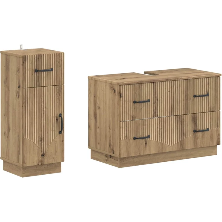 vidaXL 2-teiliges Badezimmer Schrank Set HOORN Artisan-Eiche 3417719 – Bild 2