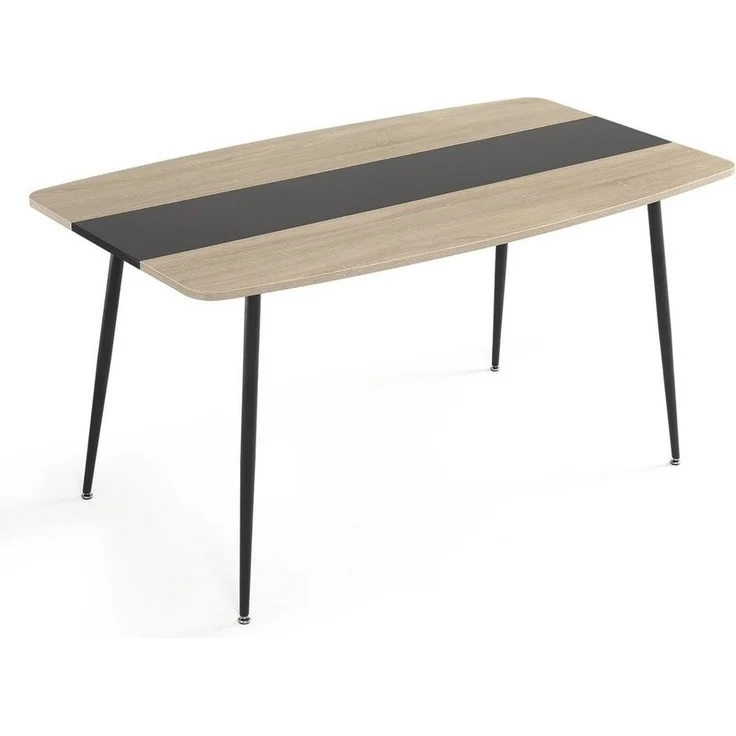 Mondeer Esstisch Esszimmertisch, Glastischplatte Verstellbare Metallbeine, 150 x 85 x 76.5 cm, Eiche – Bild 5