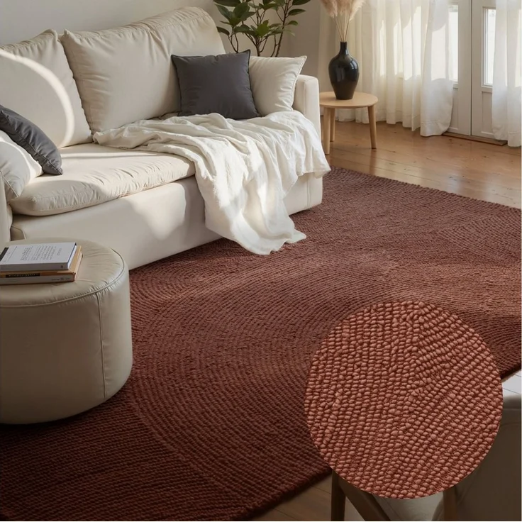 HANSE Home Wollteppich Calmio, auch als Läufer und in rund, rechteckig, Höhe: 18 mm, Handgetuftet, Wolle, Natur, Wohnzimmer, Schlafzimmer, Skandi, Hygge – Bild 1