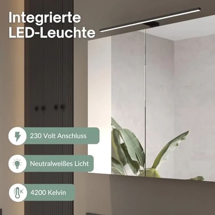 Planetmöbel Badezimmerspiegelschrank Spiegelschrank ARIA (Spiegelschrank Bad mit Beleuchtung, Schrank) – Bild 7