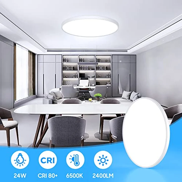 Deckenlampe Led Deckenleuchte Flach Rund - Ø30CM 24W 6500K 2400LM Kaltweiß Modern Küchenlampe Badlampe Led Deckenlampe Wohnzimmer Lampe Decke für Küche Schlafzimmer Badezimmer Kinderzimmer Flur Keller – Bild 4