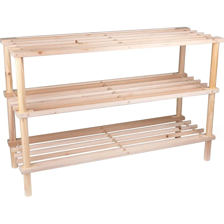 Alpina Schuhregal - Schuhablage 3-Lagen - Holz - 74 x 26 x 48,5 cm - Bis zu 10 Paar Schuhe