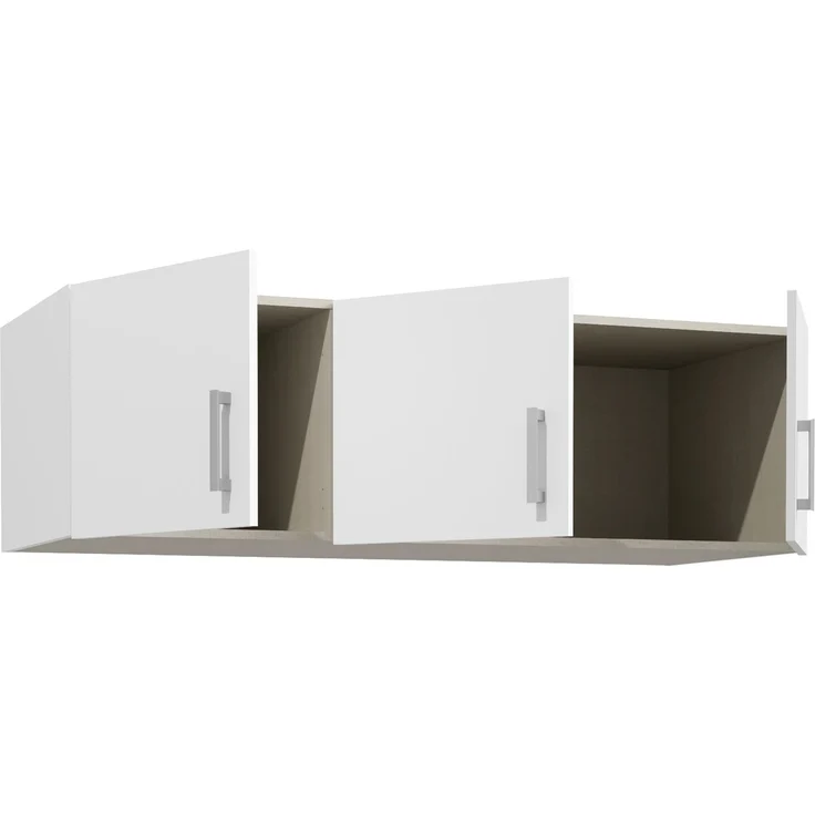Forte ECONOBOX Schrankaufsatz 135, 3-türiger Drehtürenschrankaufsatz, Holzwerkstoff, Weiß, 133,2 cm breit, 38,1 cm hoch, 54,2 cm tief – Bild 5