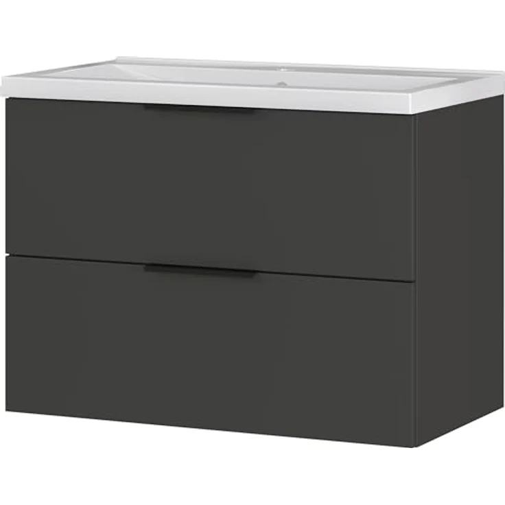 Germania Waschtisch inkl. Becken 0728-547 GW-Crandon, in Graphit, mit Waschbecken in Dekor weiß, 81 x 65 x 47 cm (BxHxT) – Bild 1
