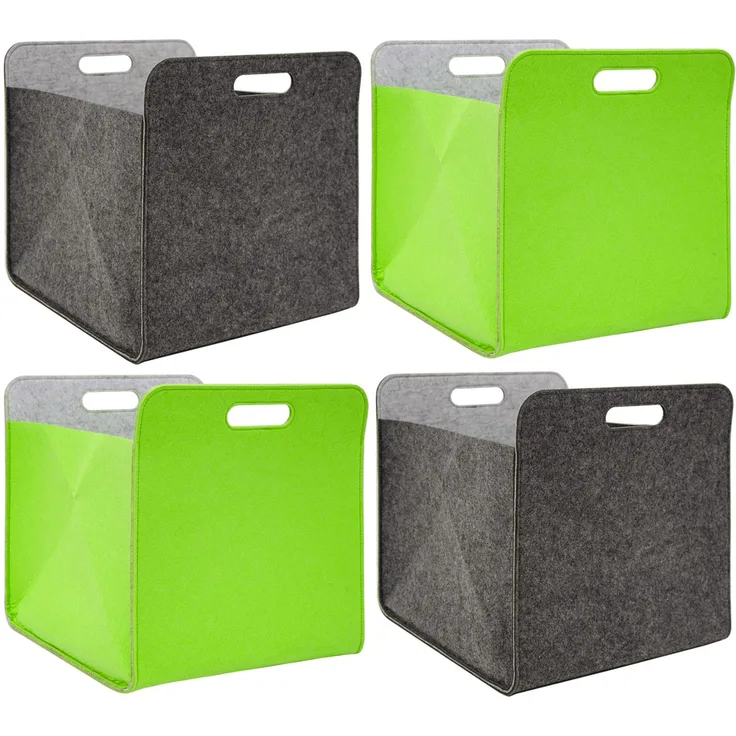 4er Set Filz Aufbewahrungsbox 33x33x38cm Kallax Filzkorb Regal Box Grau