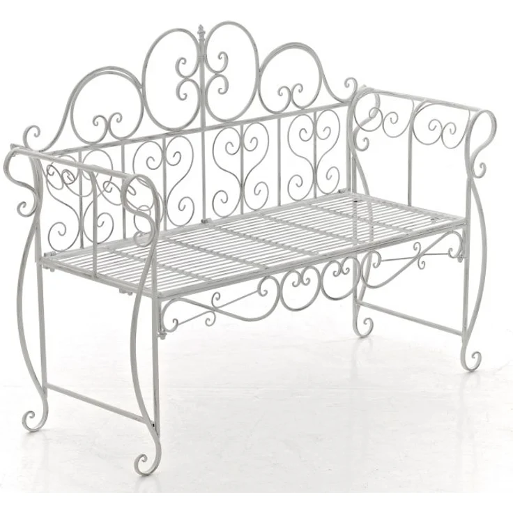 Gartenbank LENAR - Metall Weiß 128x46x94 cm | Metallbank Garten 2 Seitzer Bank Terrasse Vintage Antik Gartenbank – Bild 1