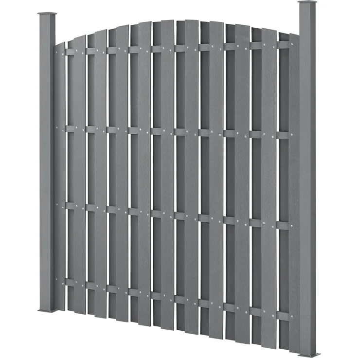 WPC Gartenzaun 185x193 cm Rund Grau neu. holz