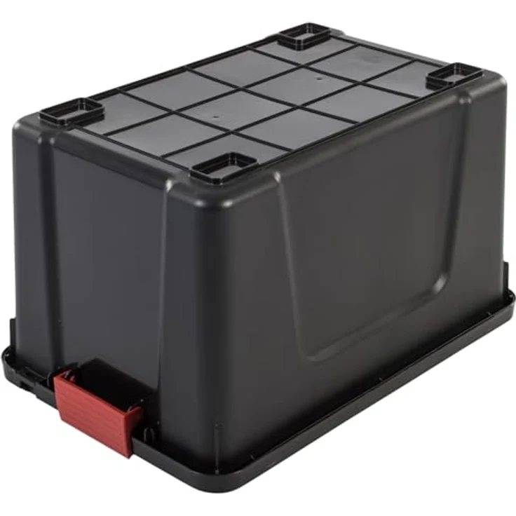 Iris Ohyama, Koffer, Aufbewahrungsboxen aus Kunststoff, mit Deckel und Verschlusscips, 60L, Stück, Stapelbar, Räder, BPA-frei, Dachboden, Schuppen, Garage, SIA-60, Schwarz – Bild 6