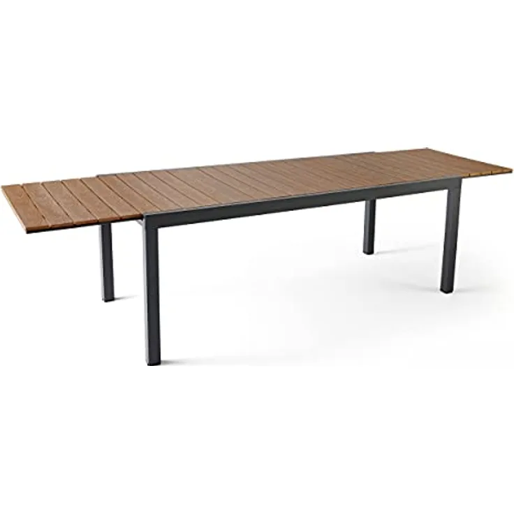 Oviala Ausziehbarer Gartentisch, Rechteckig, Braun, Metall, 95x75x300 cm, Pflegeleicht, Hohe Robustheit