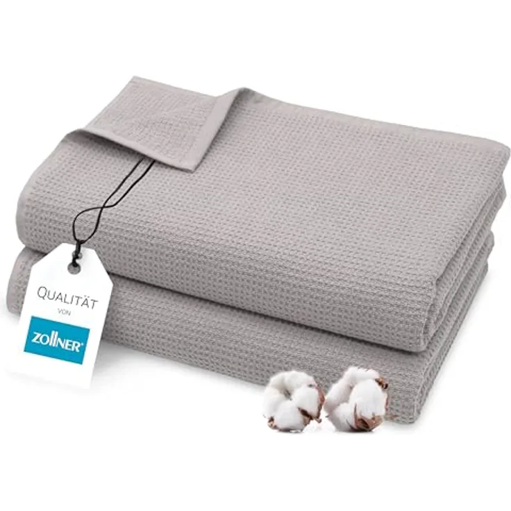 Zollner Saunatuch, 70x180 cm, grau, Oeko-Tex® Standard 100, saugstark aus 100% Baumwolle, Waffelmuster, pflegeleicht