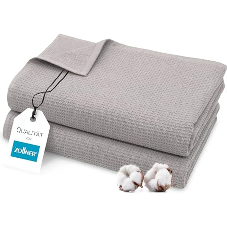 Zollner Saunatuch, 70x180 cm, grau, Oeko-Tex® Standard 100, saugstark aus 100% Baumwolle, Waffelmuster, pflegeleicht – Bild 1