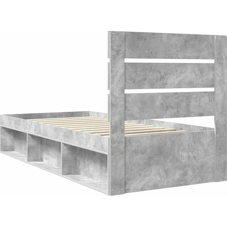 vidaXL Bettrahmen Beton Grau 100 x 200 cm Massives Kiefernholz 3411779 – Bild 8