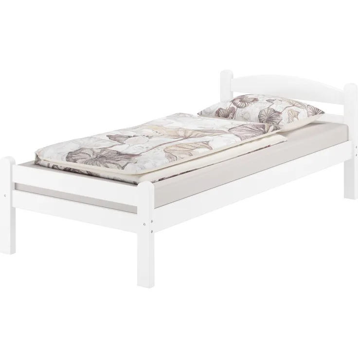 Weißes Einzelbett Buche massiv 80x200 Bettgestell
