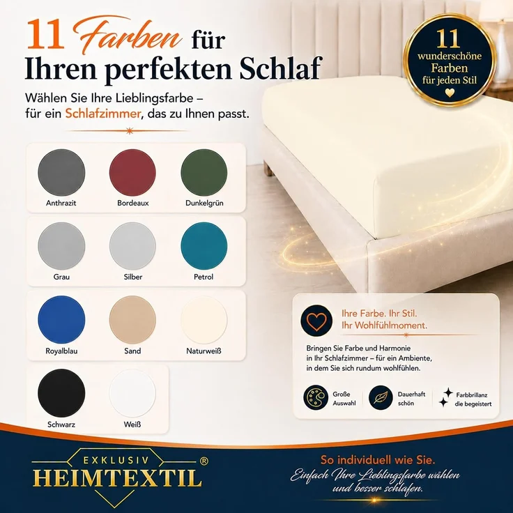 Jersey Spannbettlaken Deluxe 120 x 200 cm Naturweiss – Bild 9