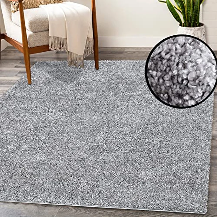 Teppich Läufer Hochflor Shaggy - 100x200cm Läufer - Grau Einfarbig Wohnzimmer Uni Flauschig Modern Boho Deko Teppiche Weich Schlafzimmer – Bild 4