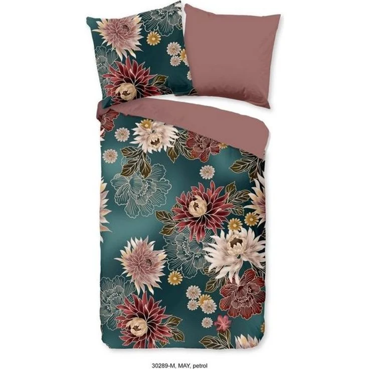 soma Bettwäsche Blumen Microfaser Set 135x200 cm mit Kissenbezug 80x80 cm in Petrol, Microfaser, 2 teilig, Weich,Pflegeleicht&Hautsympathisch mikrofaser 135x200 set floral – Bild 4