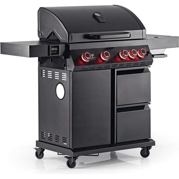 LANDMANN Gasgrill COOL BLACK 4.1 maxX DE 150,5cm schwarz 22161 GR Gusseisen/Warmhalterost