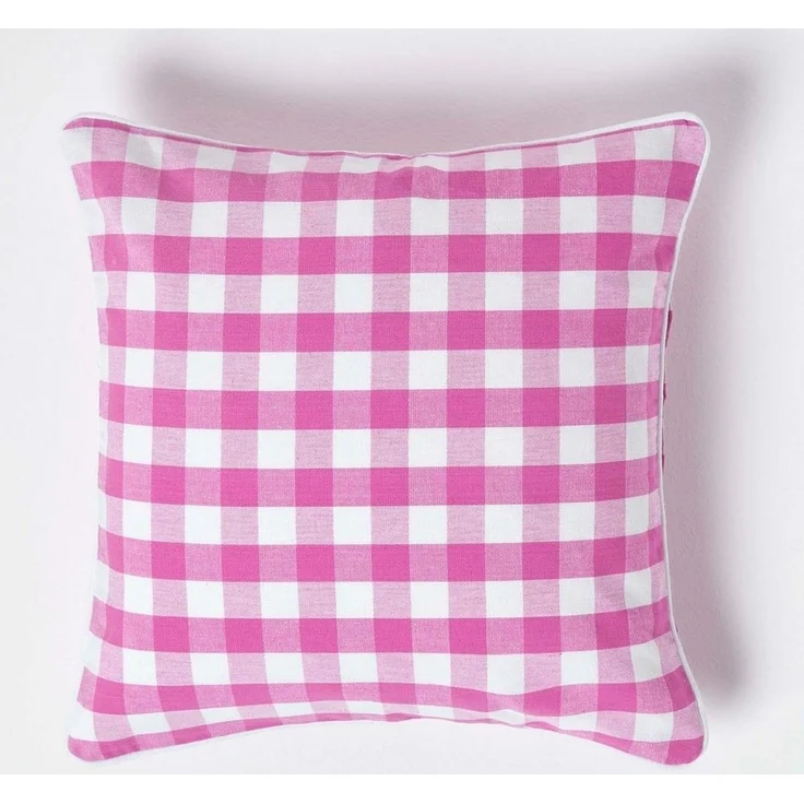 Homescapes Kissenhülle Pink karierter Kissenbezug 30x50 cm aus 100% Baumwolle – Bild 5