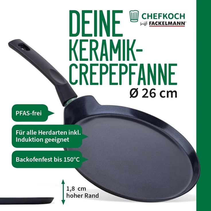 Fackelmann 23367 Chefkoch Crêpepfanne Keramik-Beschichtung Ø26cm – Bild 2