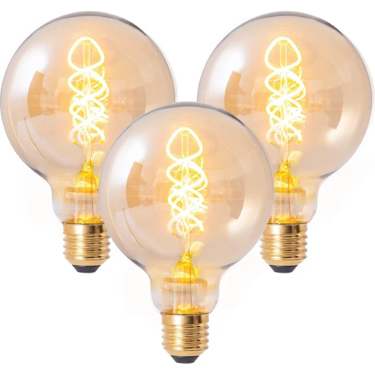 näve LED-Leuchtmittel Dilly, E27, 3 St, Warmweiß, Retro Ø 9,5cm Filament, 3er Set, 4W LED, dimmbar, 1800 Kelvin – Bild 2