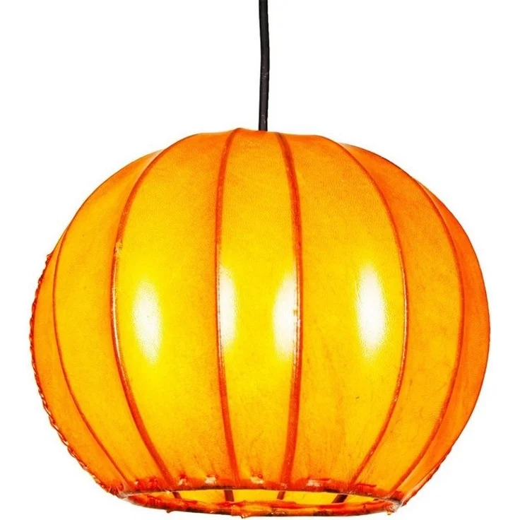 Marrakesch Orient & Mediterran Interior Pendelleuchte Moderne Esstischlampe Mailin Orange, Leder & Eisen handgefertigt, ohne Leuchtmittel, Handarbeit – Bild 5