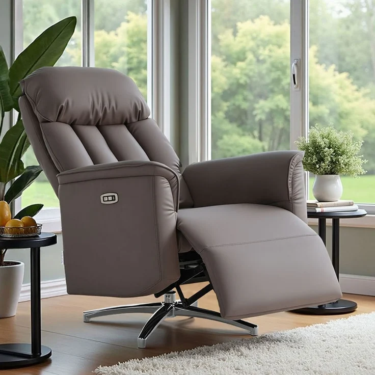 HOME NATURE WOHNKONZEPT Elektrischer Relaxsessel mit USB-Anschluss, elektrisch verstellbarer TV-Sessel mit Liegefunktion, Kunstleder Braun, bis 350 kg, FT9202 – Bild 6