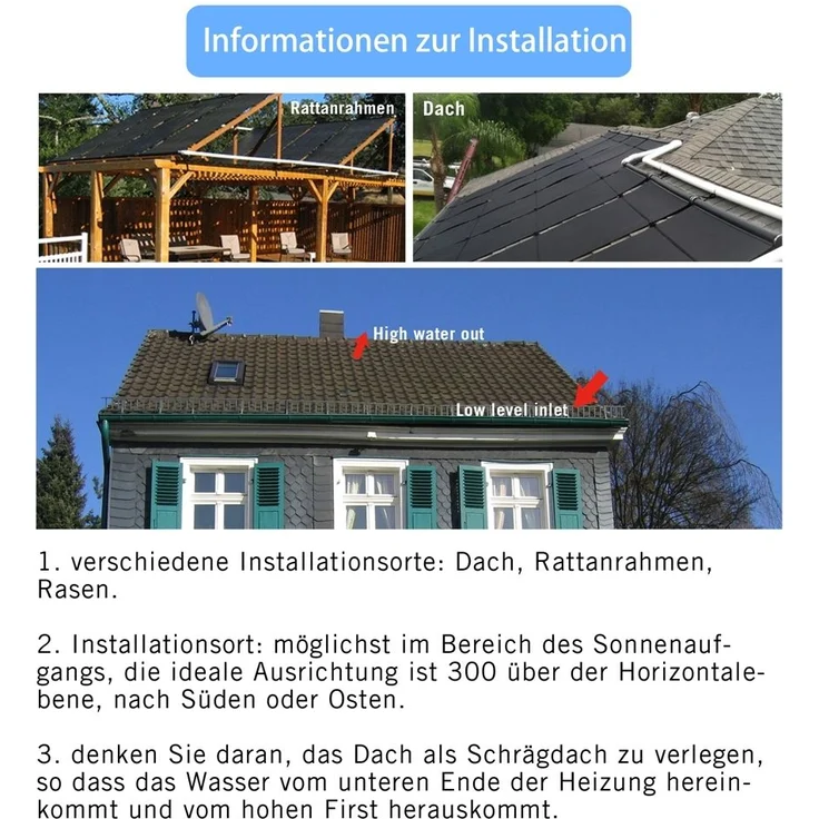 Poolheizung 305x80cm Solarpanel Abdeckung Matte Schwimmbad Kollektor Absorber – Bild 9